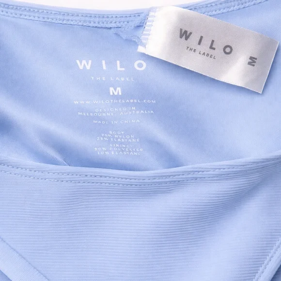 🆕️NWT WILO Baby Blue Bikini Set Medium Tie Side Triangle Top Resort Swim